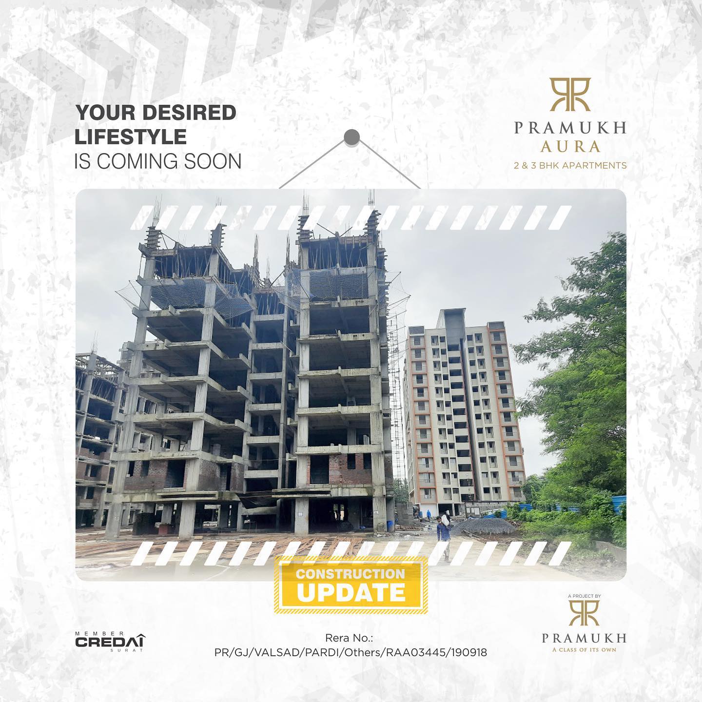 Pramukh Group,  PramukhGroup, RealEstate, AClassOfItsOwn, PramukhAura, WelcomeToNewChala, Vapi, 2BHK, 3BHK, ConstructionUpdate