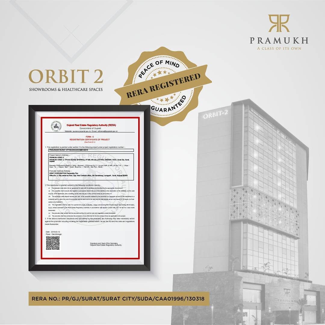Pramukh Group,  PramukhGroup, RealEstate, HealthcareHub, Orbit2, CommercialSpaces, Surat, Commercial, commercialproject, RERA, suratrealty
