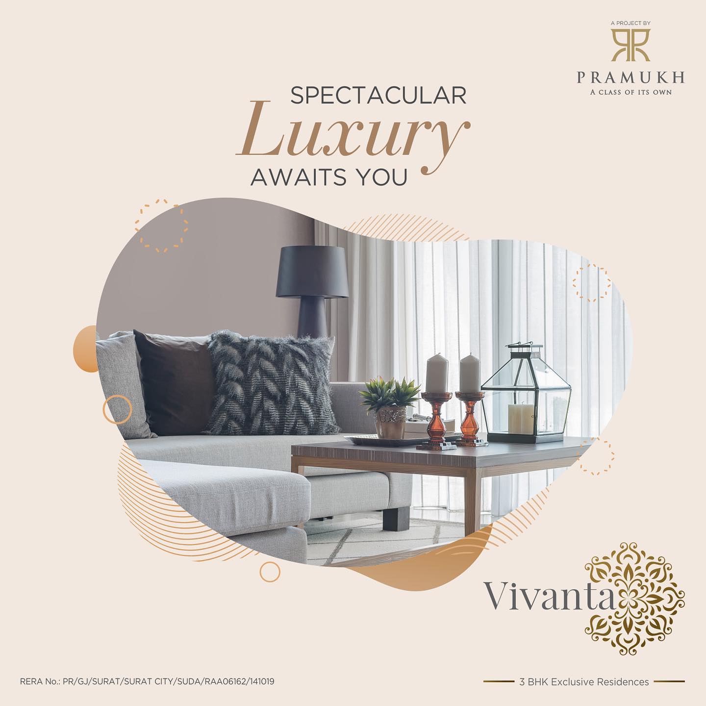 Pramukh Group,  PramukhGroup, RealEstate, AClassOfItsOwn, Residential, Vivanta, Surat, ResidentialProperty, ResidentialProjects, 3BHK, 3BHKApartments, LuxuriousFlat, luxurioushomes